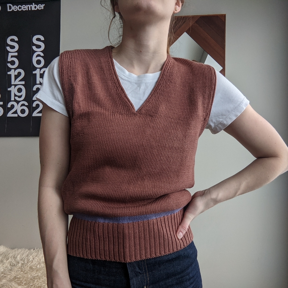 Vintage Copper Brown 100% Cotton Knit Swea…